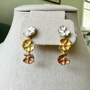 David Sigal Tri-Colored Flower Earrings
